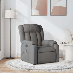 Poltrona de massagens reclinável tecido cinzento-escuro