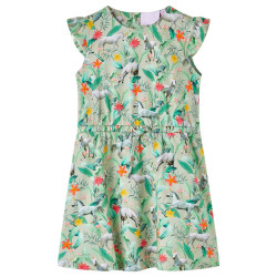 Vestido de criança com manga sino caqui-claro 116