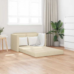 Sofá-cama sem pés 112x174x55 cm tecido cor creme