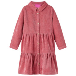 Vestido de manga comprida p/ criança bombazina rosa-velho 128