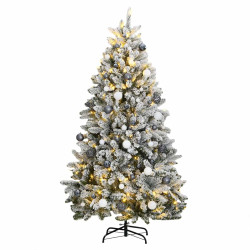 Árvore natal artificial articulada c/ 300 luzes LED+bolas 240cm