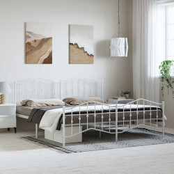 Estrutura de cama com cabeceira e pés 183x213 cm metal branco