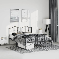Estrutura de cama com cabeceira e pés 150x200 cm metal preto