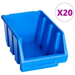Caixas de arrumação empilháveis 20 pcs plástico azul