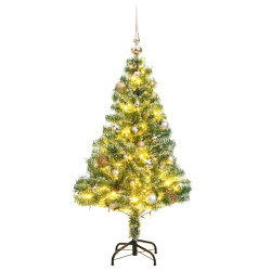 Árvore de natal artificial c/ 150 leds conj. bolas e neve 150cm