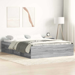 Estrutura de cama 140x200 cm cinza sonoma
