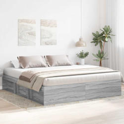 Estrutura de cama super king size 180x200 cm cinzento sonoma