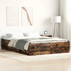Estrutura de cama de casal pequena 120x190 cm carvalho fumado