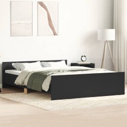 Estrutura de cama c/ painéis cabeceira e pés 150x200 cm preto