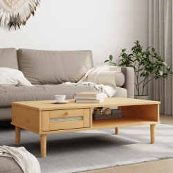 Mesa de centro senja 100x55x33 cm pinho maciço castanho