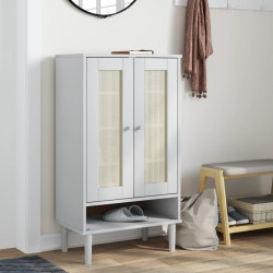 Sapateira senja aspeto vime 59,5x35x107cm madeira maciça branco