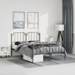 Estrutura de cama com cabeceira e pés 150x200 cm metal preto