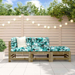 3 Pcs conjunto lounge de jardim madeira de pinho impregnada