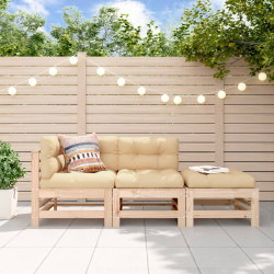 3 Pcs conjunto lounge de jardim madeira de pinho maciça