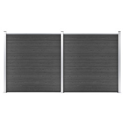 Conjunto de painel de vedação wpc 353x186 cm preto