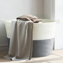 Cesto de arrumação ø60x36 cm algodão cinzento e branco