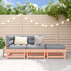 3 Pcs conjunto lounge de jardim madeira de douglas maciça