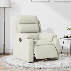 Poltrona de massagens reclinável veludo cor creme