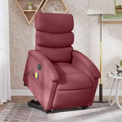Poltrona elevatória de massagens elétrica tecido vermelho tinto