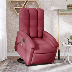 Poltrona elevatória de massagens elétrica tecido vermelho tinto