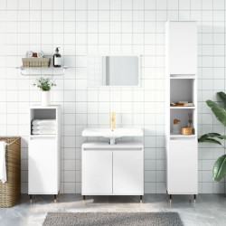 3 Pcs conjunto móveis casa de banho madeira processada branco