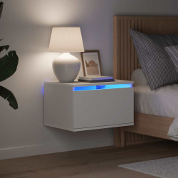 Mesas de cabeceira de parede com luzes LED 2 pcs branco