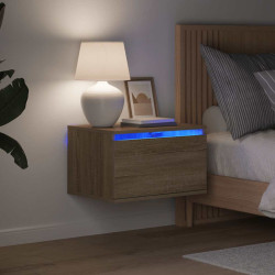 Mesas de cabeceira de parede com luzes LED 2pcs carvalho sonoma