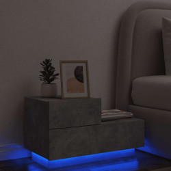 Mesa de cabeceira com luzes LED 70x36x40,5 cm cinzento-cimento
