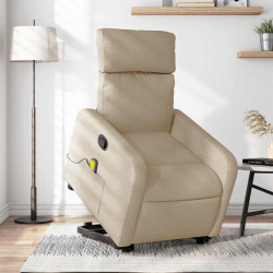 Poltrona elevatória de massagens tecido cor creme