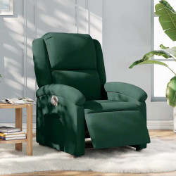 Poltrona reclinável elétrica veludo verde-escuro