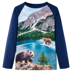 T-shirt de manga comprida para criança azul-marinho 104
