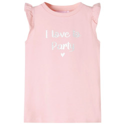 T-shirt para criança manga com folhos rosa-claro 104