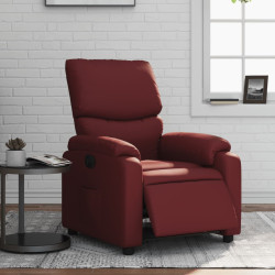 Poltrona reclinável elétrica couro artificial vermelho tinto