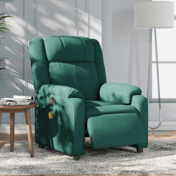 Poltrona reclinável de massagens elétrica tecido verde-escuro