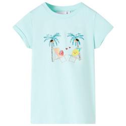 T-shirt de criança ciano-claro 128