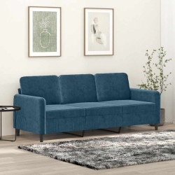 Sofá de 3 lugares 180 cm veludo azul