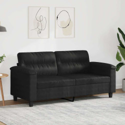 Sofá de 2 lugares 140 cm tecido de microfibra preto