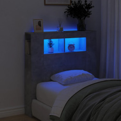 Cabeceira c/ leds 100x18,5x103,5 cm cinzento-cimento