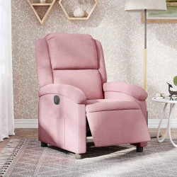 Poltrona de massagens reclinável veludo rosa