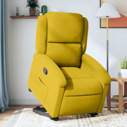 Poltrona reclinável elevatória veludo amarelo