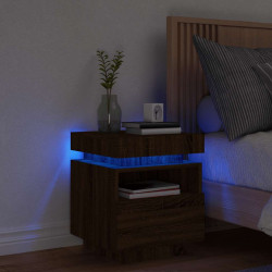 Mesa de cabeceira c/ leds 40x39x48,5 cm carvalho castanho