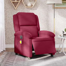 Poltrona de massagens reclinável elétrica veludo vermelho tinto