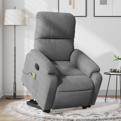 Poltrona massagens reclin. elevatória microfibra cinza-escuro