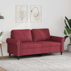 Sofá de 2 lugares 140 cm couro artificial vermelho tinto
