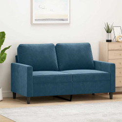 Sofá de 2 lugares veludo 120 cm azul