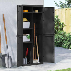 Móvel de arrumação para exterior 65x37x165 PP preto