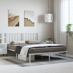Estrutura de cama com cabeceira 193x203 cm metal branco