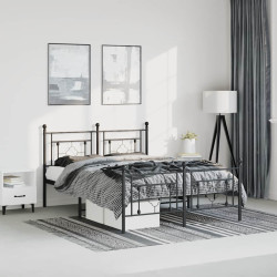 Estrutura de cama com cabeceira e pés 193x203 cm metal preto