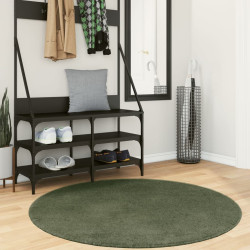 Tapete pelo curto macio e lavável huarte ø 120cm verde-floresta