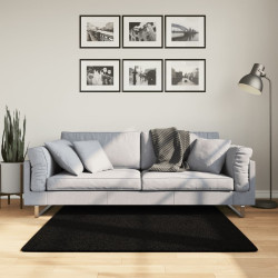 Tapete pelo curto macio e lavável huarte 120x120 cm preto